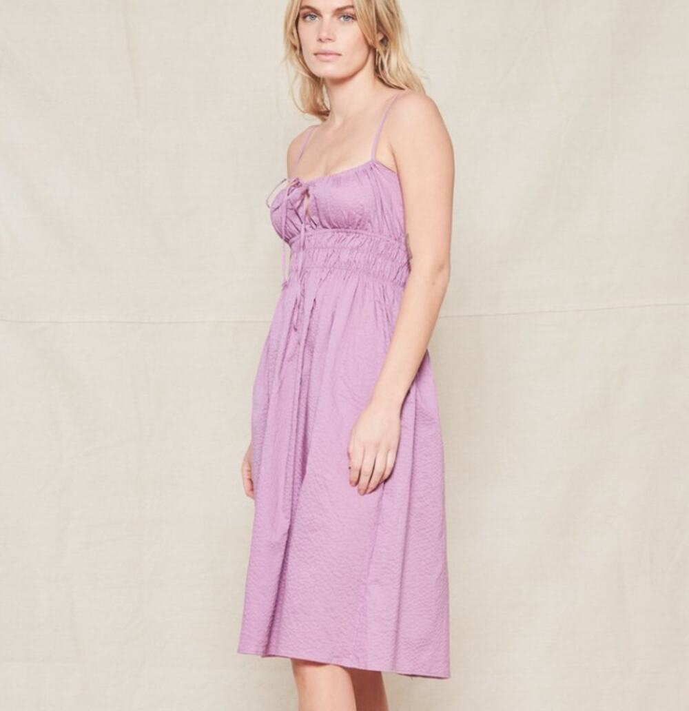 Autumn Wedding Guest Dress Ciao Lucia 100% Cotton Gabriella Lavender Midi